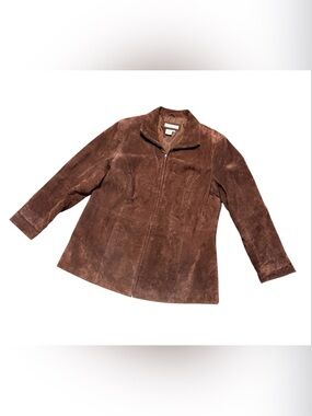 Coldwater Creek Suede Jacket Zip Front Brown.  Sz 1X.  VGUC!